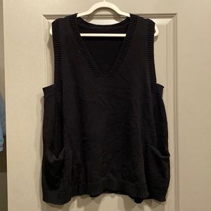 Oversized Black Sweater Vest with Pockets